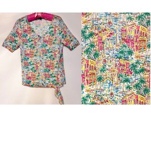 Talbots Soft Knit Top Italian Seaside Print ~ bright & pretty